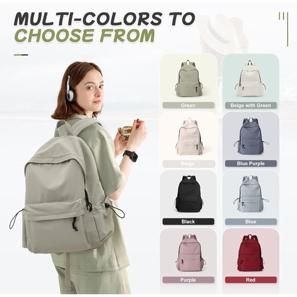 🆕 Women Green Casual School Book Bag Waterproof Laptop Travel Sports Backpack - Picture 7 of 7